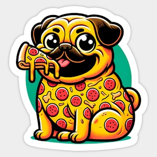 Pizza Pug Dog Eating Pizza Sticker